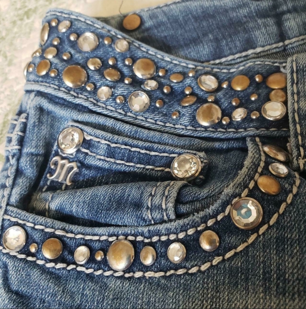 MISS ME JEANS Boot Cut Bejeweled Studded Size 26 - Picture 8 of 8